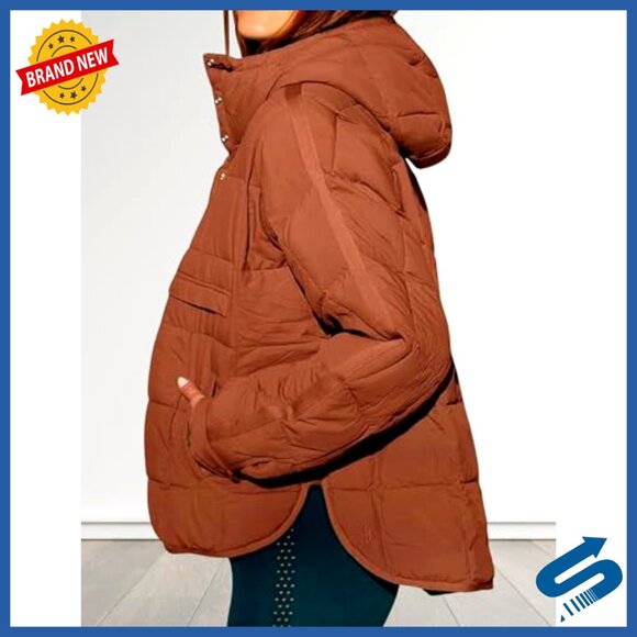 Oversized Puffer Jacket Hooded Lightweight Quilted Winter Coat - Picture 4 of 6